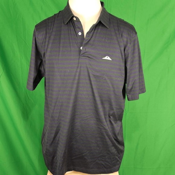 Peter Millar Other - Peter Millar Mens Green Purple Striped Short Sleeve‎ Polo Golf Shirt Large